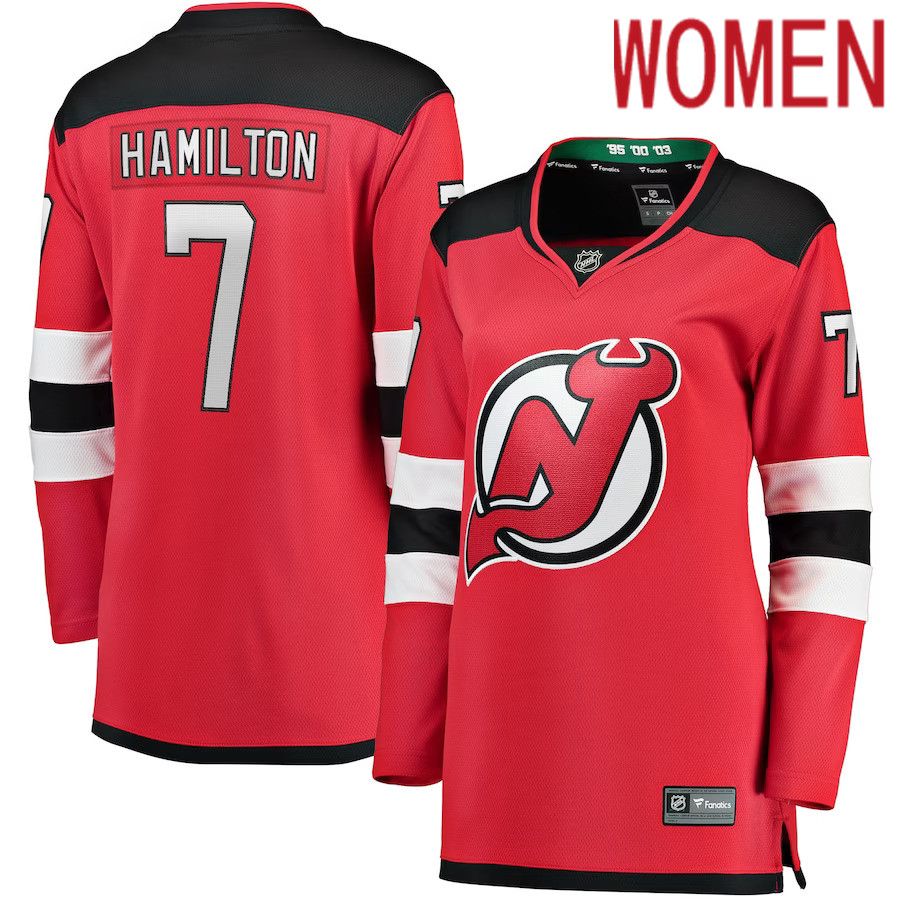 Women New Jersey Devils #7 Dougie Hamilton Fanatics Branded Red Breakaway Player NHL Jersey